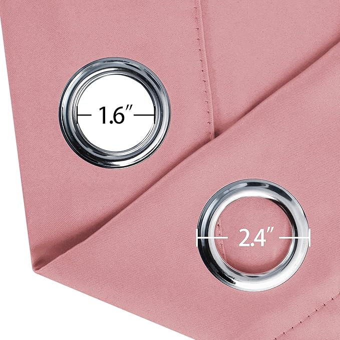 LEMOMO Blackout Curtains 52 x 63 inch/Pink Curtains Set of 2 Panels/Thermal Insulated Room Darkening Bedroom Curtains