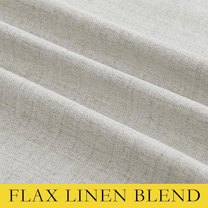 NICETOWN Snowbound Vintage Linen 100% Blackout Curtains for Living Room, Thermal Insulated Curtains 95" Long, Noise Reducing Window Treatment Drapes for Bedroom, 52" Wide Per Panel, Set of 2