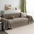 MYSKY HOME Loveseat Cover Sand Couch Cover Sectional Couch Covers for 2 Cushion Couch Sofa Thick Universal Chenille Sofa Cover with Tassel Durable Furniture Protector for Dogs 91" x 118"