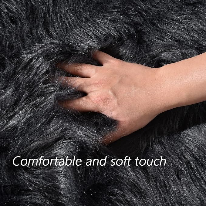 Latepis Dark Gray 2x5 Rug Runner Shaggy Machine Washable Faux Fur Rug Fluffy Shag Rugs for Living Room Bedroom Throw Rugs Room Runner