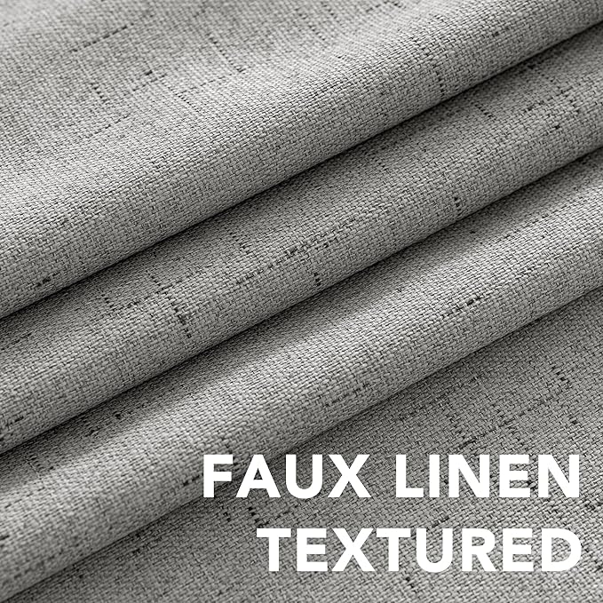 H.VERSAILTEX Linen Blackout Curtains 108 Inches Long 100% Blackout Thermal Insulated Textured Linen Look Curtain Draperies Anti-Rust Grommet, Energy Saving with White Liner, 2 Panels, Dove Gray