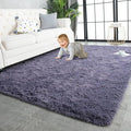 TWINNIS Super Soft Shaggy Rugs Fluffy Carpets 6x9 Feet, Indoor Modern Plush Area Rugs for Living Room Bedroom Kids Room Nursery Home Decor, Upgrade Anti-Skid Rectangular Fuzzy Rug, Grey Purple
