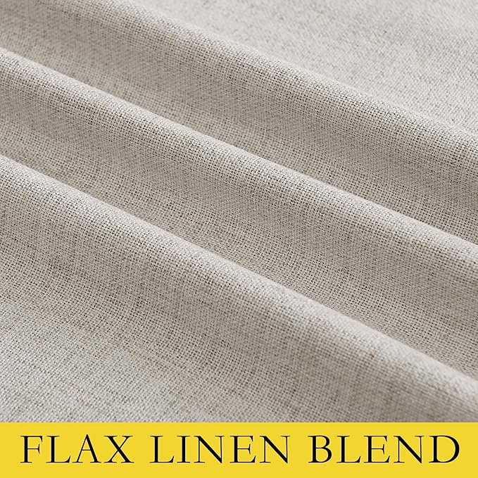 NICETOWN Brich Vintage Open Linen Weave Flax Thermal Curtains, 100% Blackout Curtains 108" Long for Dining Room, Soundproof Window Treatment Drapes for Hall Room, 52" Wide Per Panel, Set of 2