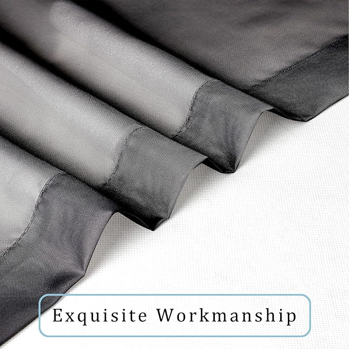 OWENIE Sheer Black Curtains 84 Inch Length 2 Panels Set for Living Room Bedroom, Rod Pocket Voile Sheer Panel Drapes, Black, 2pcs, Each 42" W x 48" L