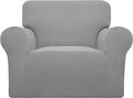 Easy-Going Stretch Chair Sofa Slipcover 1-Piece Couch Sofa Cover Furniture Protector Soft with Elastic Bottom for Kids, Pet. Spandex Jacquard Fabric Small Checks (Chair, Light Gray)