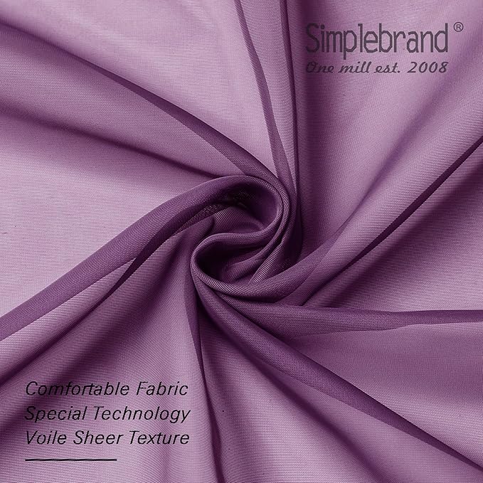 Simplebrand Plum Purple Sheer Curtains 72 Inches Long 2 Panels for Living Room, Rod Pockets Airy Window Treatments Voile Sheer Curtains Panels Lightweight for Front Back Patio Glass Door, 42" Width