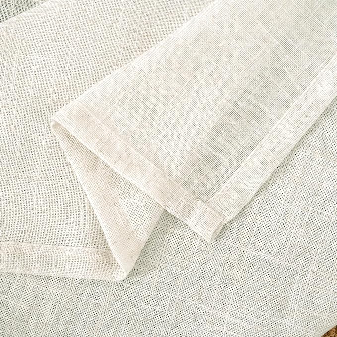 LAMIT 108 inch Semi Sheer Linen Curtains for Living Room, Back Tab and Rod Pocket Cream Curtains Light Filtering Country Rustic Neutral Drapes for Bedroom/Farmhouse, 2 Panels, 52 x 108 Inch