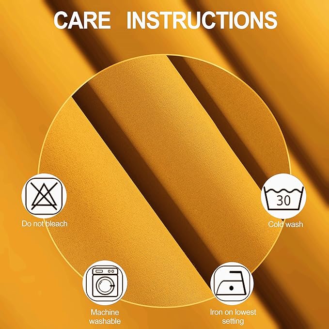 LEMOMO Blackout Curtains 66 x 95 inch/Yellow Curtains Set of 2 Panels/Thermal Insulated Room Darkening Bedroom Curtains