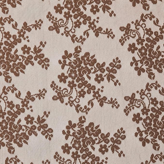 YJ YANJUN Vintage Lace Curtains 72 Inches Long- Country Brown Floral Curtains for Home Office Living Room 2 Panels, Earthy Embroidered Texture, Privacy Rustic Cottage Core Neutral Decor W52 X L72