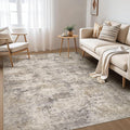 Nakagishi 6x9 Area Rugs Living Room: Washable Abstract Large Neutral Soft Rug Stain Resistant Modern Indoor Floor Non-Slip Carpet for Bedroom Nursery Kids Playroom Office Dining Room Dorm- Brown Grey