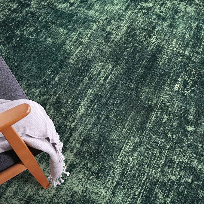 IOHOUZE Round Area Rug 3 Ft Circle Entryway Rugs Round Washable Door Mat Indoor Entrance, Non Slip Circle Front Door Rug, Printed Abstract Faux Wool Floor Carpet for Foyer Porch Sink, Dark Green