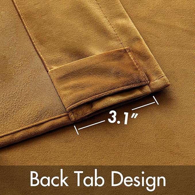 MIULEE Gold Velvet Curtains 84 inches - Luxury Room Darkening Curtains for Bedroom Living Room Thermal Insulated Super Soft Blackout Window Drapes Back Tab, Golden, W52 x L84 inches, 2 Panels