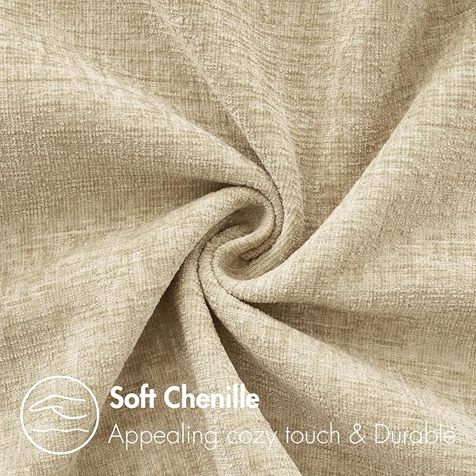 MIULEE Pack of 2 Beige Throw Pillow Covers 16x16 Inch Soft Chenille Pillow Covers for Sofa Living Room Spring Home Decor Couch Solid Dyed Cases