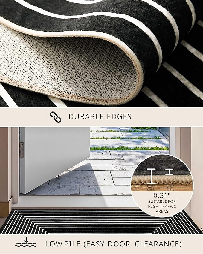 Latte&Fog 5x7 Area Rugs for Living Room Bedroom, Modern Abstract Washable Rug, Boho Non Slip Low Pile Carpet for Indoor Dining Room, Office, Dorm, Classroom, Farmhouse and Kids Room