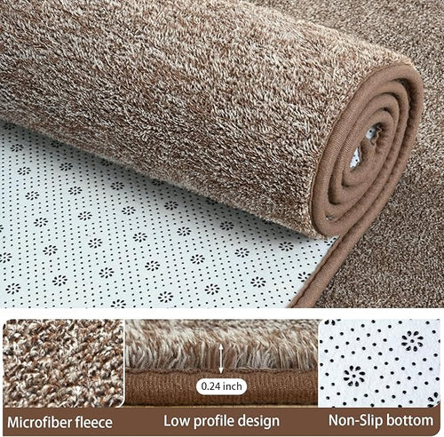 AROGAN Washable 5×7 Living Room Rug, Modern Area Rugs with Soft Memory Foam for Bedroom, Minimalist Non-Slip Indoor Floor Carpet for Dining Room Office Kids Playroom Decor, Matte Brown