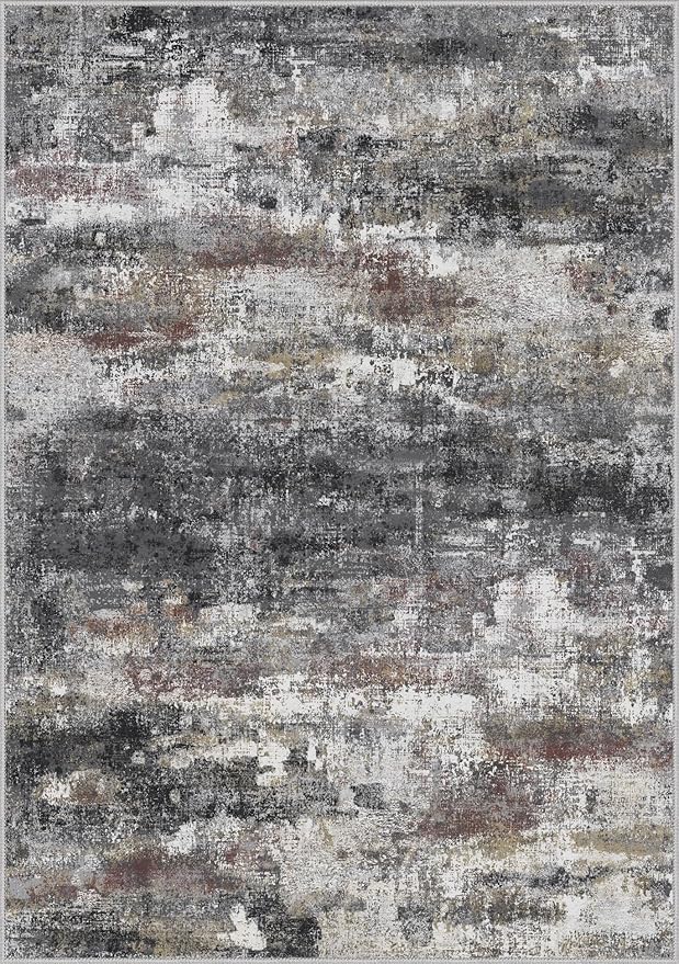 Area Rugs 8x10 for Living Room Bedroom, Modern Abstract Machine Washable Soft Dark Gray Rug, Floor Carpet with Non Slip Backing for Dining Room