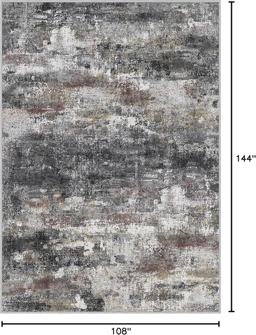 Area Rugs 9x12 for Living Room Bedroom, Large Modern Abstract Machine Washable Soft Dark Gray Rug, Floor Carpet with Non Slip Backing for Dining Room