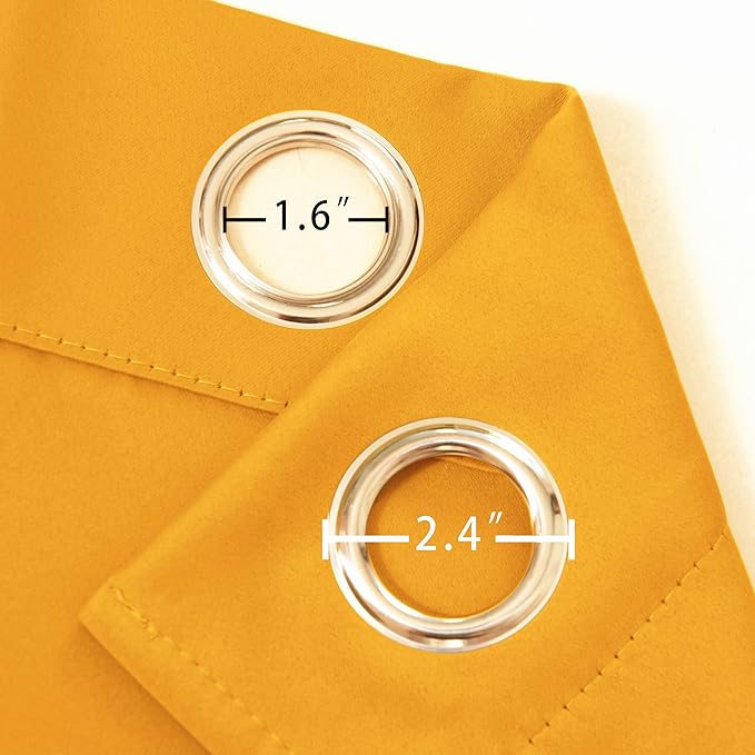 LEMOMO Yellow Blackout Curtains 66 x 63 Inch Length/Set of 2 Curtain Panels/Thermal Insulated Room Darkening Blackout Curtains for Bedroom