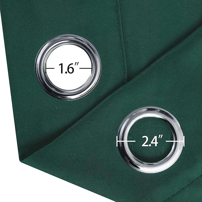 LEMOMO Green Blackout Curtains 40 x 63 Inch Length/Set of 2 Curtain Panels/Thermal Insulated Room Darkening Blackout Curtains for Bedroom