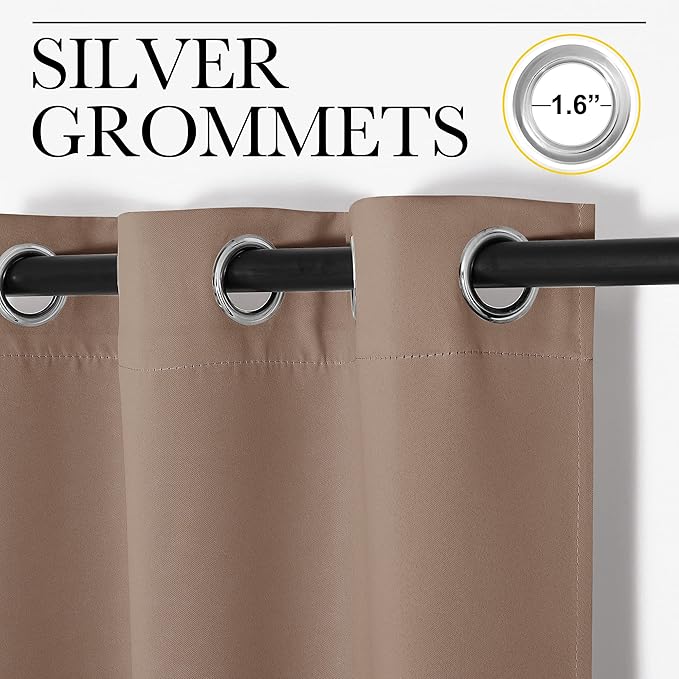 NICETOWN Window Draperies Blackout Curtain Panels, Window Treatment Thermal Insulated Solid Grommet Blackout Drapes for Bedroom (One Pair, 34 by 84 inches, Cappuccino)