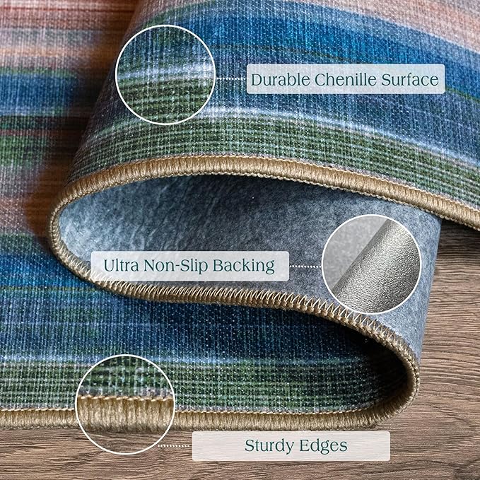 Front Door Mat Indoor Entrance - 2x4.3 Ft Ombre Washable Layered Doormat Outdoor Entrance Porch Rug Non-Slip Modern Abstract Runner Rug for Kitchen Hallway Bedroom Laundry Room Porch Decor