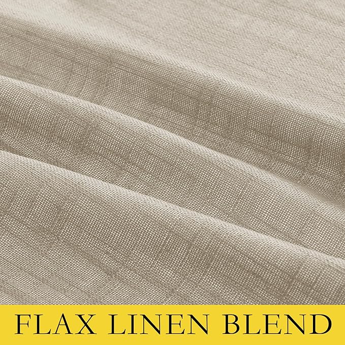 NICETOWN Taupe 100% Blackout Linen Curtains 45 inch Long Burg, Farmhouse Thick Completely Blackout Window Treatment Panels Thermal Insulated Drapes for Cafe (1 Pair, 52" Width Each Panel)