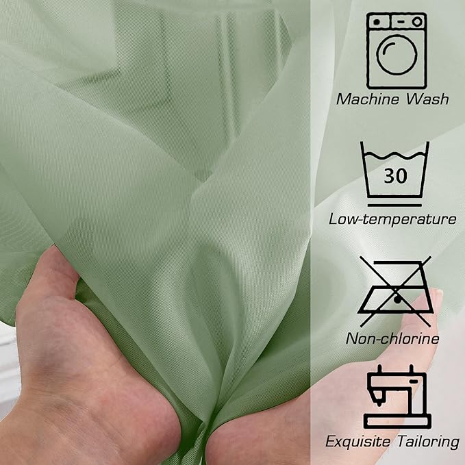 OWENIE Sheer Curtains, Sage Green Sheer Curtains 78 inch Length 2 Panels Set, Rod Pocket Voile Fimly Sheer Drapes for Living Room/Bedroom, 2pcs, Each 42" W x 78" L