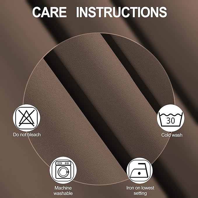 LEMOMO Chocolate Brown Thermal Blackout Curtains/52 x 72 Inch/Set of 2 Panels Room Darkening Curtains for Bedroom