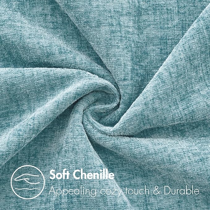 MIULEE Pack of 2 Couch Throw Pillow Covers 18x18 Inch Soft Smoke Blue Chenille Pillow Covers for Sofa Living Room Solid Dyed Pillow Cases