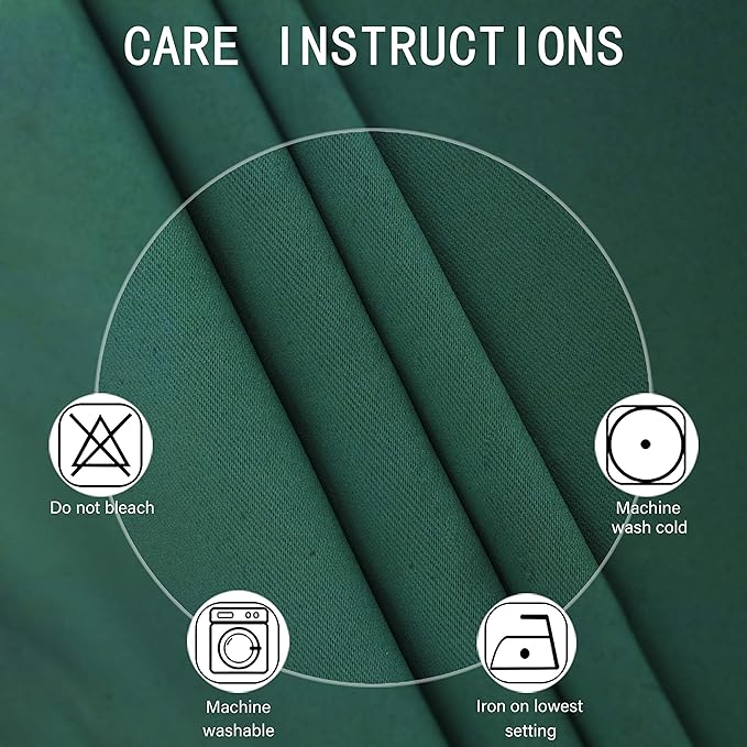 LEMOMO Dark Green Blackout Curtains 66 x 63 Inch Length/Set of 2 Curtain Panels/Thermal Insulated Room Darkening Blackout Curtains for Bedroom