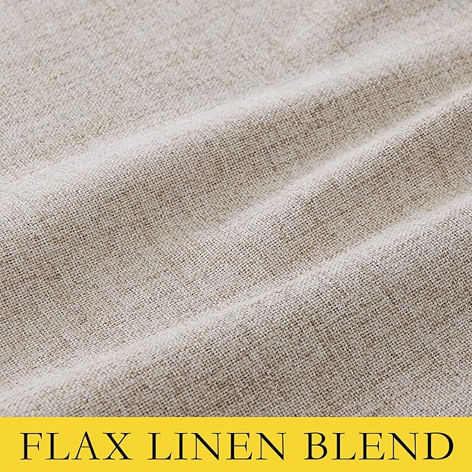 NICETOWN 100% Blackout Oatmeal Linen Curtains 95 inches Length for Dining Room, 2 Panels Set, 52" Wide, Farmhouse Style Room Cooling Window Draperies with Thermal Insulated Liners