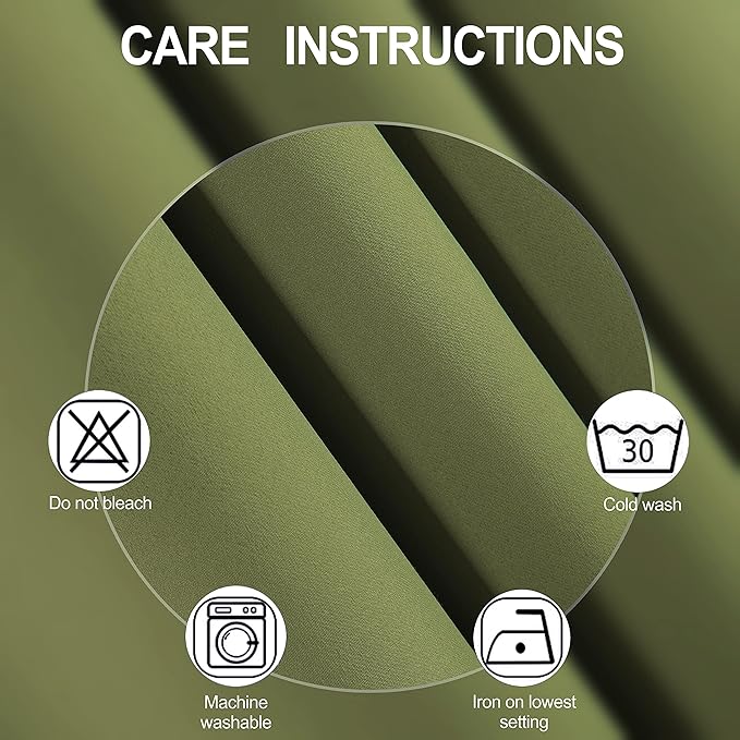 LEMOMO Oilve Green Blackout Curtains 38 x 54 Inch Length/Set of 2 Curtain Panels/Thermal Insulated Room Darkening Blackout Curtains