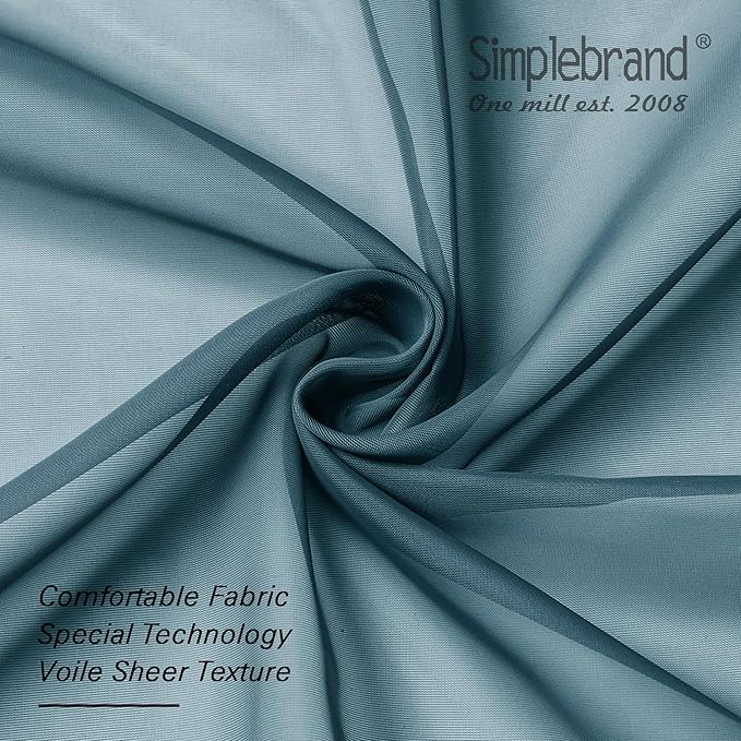 Simplebrand Dusty Blue Sheer Curtains 84 Inches Long, Light Filtering Rod Pocket Solid Color Window Sheer Curtain Panels, Elegant Curtains & Drapes for Living Room, Bedroom 2 Panels (42" W x 84" L)