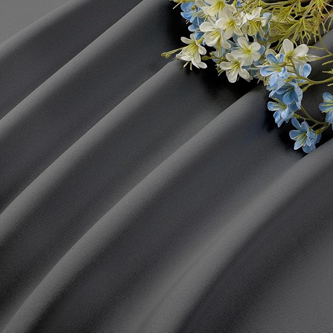 CUCRAF Light Grey Blackout Curtains 96 inch Length 2 Panels Set, Rod Pocket Room Darkening Drapes for Bedroom Living Room, Insulated Thermal Light Blocking Window Curtain (W52 x L96 Inch)