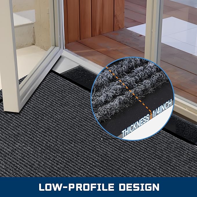 8'x4' Front Door Mat, Extra Large Indoor Outdoor Doormat, Heavy Duty Commercial Floor Mat, Non Slip Rubber Backing Welcome Mats for Entryway, High Traffic Area, Waterproof, Low-Profile, Easy to Clean