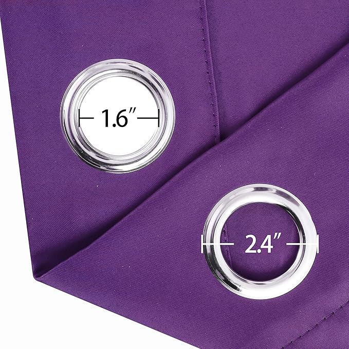 LEMOMO Purple Blackout Curtains 34 x 84 Inch Length/Set of 2 Curtain Panels/Thermal Insulated Room Darkening Blackout Curtains for Bedroom
