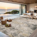Area Rugs 10x12 Living Room - Washable Rug Modern Abstract Soft Large Neutral Non-Slip Carpet Indoor Floor Thin Carpets for Bedroom Dining Room Farmhouse Nursery Home Office Brown Black Grey