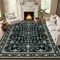 8x10 Area Rugs for Living Room: Washable Rug Soft Vintage Boho Medallion Carpet Indoor Floor Non-Slip Stain Resistant Large Carpets for Bedroom Dining Room Farmhouse Nursery Home Office Black