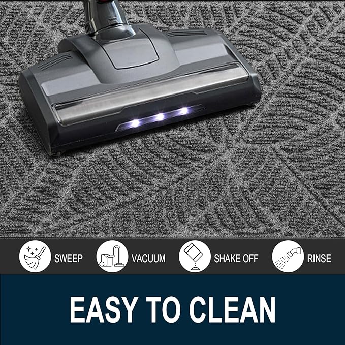 Colorxy Waterproof Doormat, Sturdy Natural Rubber Front Door Mats, Non Slip Low Profile Indoor Outdoor Entrance Mat, Stain Resistant Easy Clean Floor Mat for Patio or Entryway, 48''x32'', Dark Grey