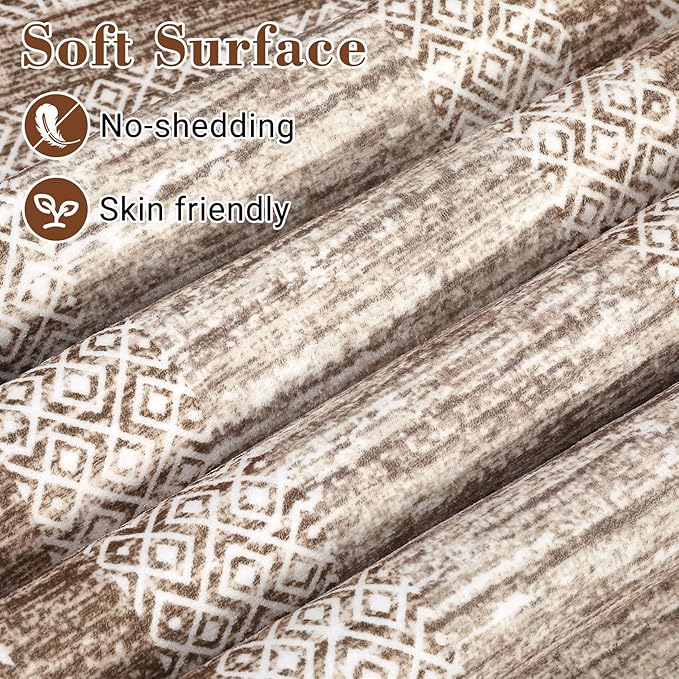 GarveeHome 6x9 Large Washable Area Rug Modern Bordered Rug Distressed Geometric Floor Carpet, Soft Non Slip Low Pile Non Shedding Rug, Indoor Brown for Bedroom, Living Room