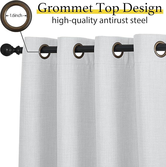 NICETOWN Faux Linen Curtain Valances for Kitchen Over Sink, Farmhouse Light Filtering Privacy Window Covering for Bathroom, Short Curtains for Cabinet, W52 x L24 inch, 2 Panels, Greyish White