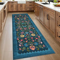GarveeHome Floral Rug 2x6 Runners for Hallways, Boho Kitchen Runner Rugs Non Slip Bath Runners, Vintage Washable Runner Rug for Bedroom, Soft Long Rugs for Entryway Bathroom Laundry Dorm, Blue