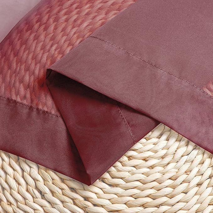 OWENIE Burgundy Red Sheer Curtains 72 Inches Long 2 Panels Set, Transparent Voile Sheer Curtain Rod Pocket Gauze Drapes for Living Room Bedroom Window Sliding Glass Door Treatment, Each 42 x 72 Inch