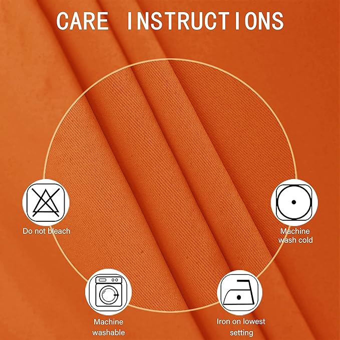 LEMOMO Orange Blackout Curtains 52 x 54 Inch Length/Set of 2 Curtain Panels/Thermal Insulated Room Darkening Blackout Curtains for Bedroom