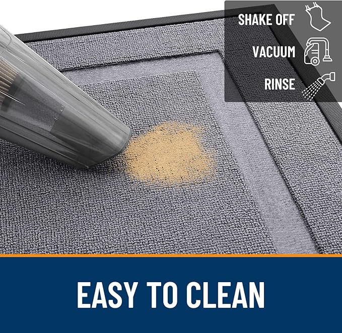 OLANLY Front Door Mat Indoor Outdoor Entrance, Waterproof All-Season, All-Weather Doormat, Sturdy Natural Rubber, Low Profile, Easy Clean Patio Porch Entryway Mat, 71x23, Classic Gray