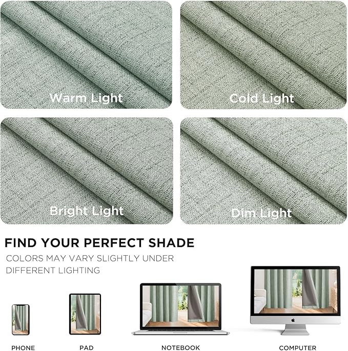 Joydeco Linen Blackout Curtains for Bedroom - 100% Light Blocking 1 Panels, Sage Green Drapes 100" W x 120" L, Thermal Insulated Room Darkening Curtains for Living Room, Rod Pocket & Back Tabs