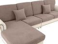 Couch Cushion Covers for Sectional Sofa L Shape Washable Separate Seat Chaise Couch Cover Stretch Sofa Slipcovers with 2 Pcs Pillowcases(2 Seater + 1 Chaise, Khaki)