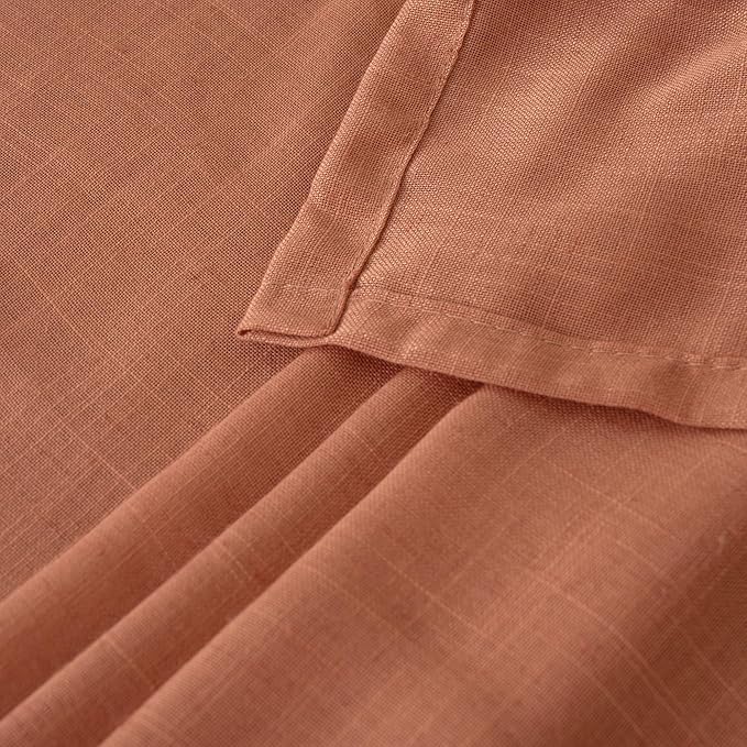 BGment Linen Curtains 84 Inch Length for Living Room, Terracotta Semi Sheer Drapes Rustic Textured for Bedroom Office Decor with Rod Pocket Lightweight,2 Panels Set, Each 42 Inch Wide