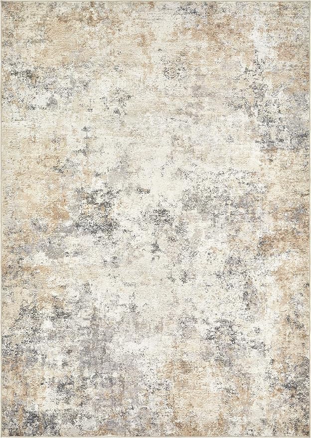UERMEI 10x12 Area Rug Living Room Rugs - Washable Neutral Modern Abstract Soft Thin Large Rug Indoor Floor No Slip Rug Carpet for Bedroom Under Dining Table Home Office Decor - Golden Grey