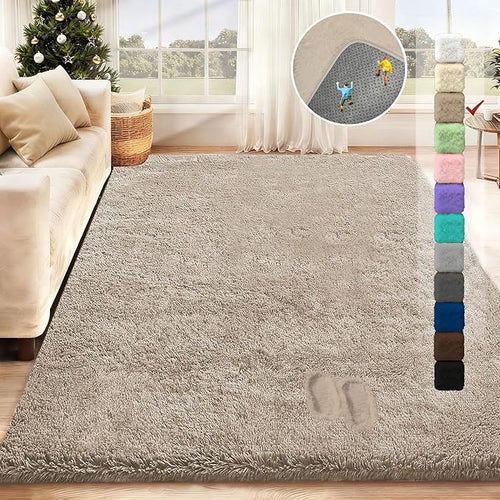 5x8 Area Rug for Living Room: Fluffy Shag Soft Washable Rugs Fuzzy Plush Indoor Carpet for Bedroom Nursery Playroom Dorm Kids Girls Boys Room (Camel, 5'x8')